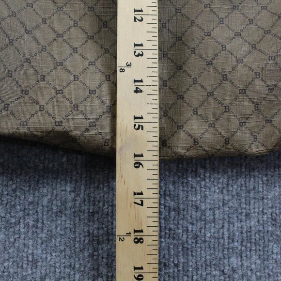 Bally Tote Bag Brown Tan Monogram Leather Trim Shoulder Vintage Luxury - Picture 7 of 8